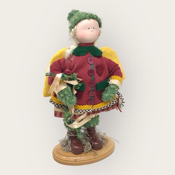 Vintage Christmas Country Angel Porcelain Figurine Debbie Mumm 2000 Cottagecore - Picture 6 of 8